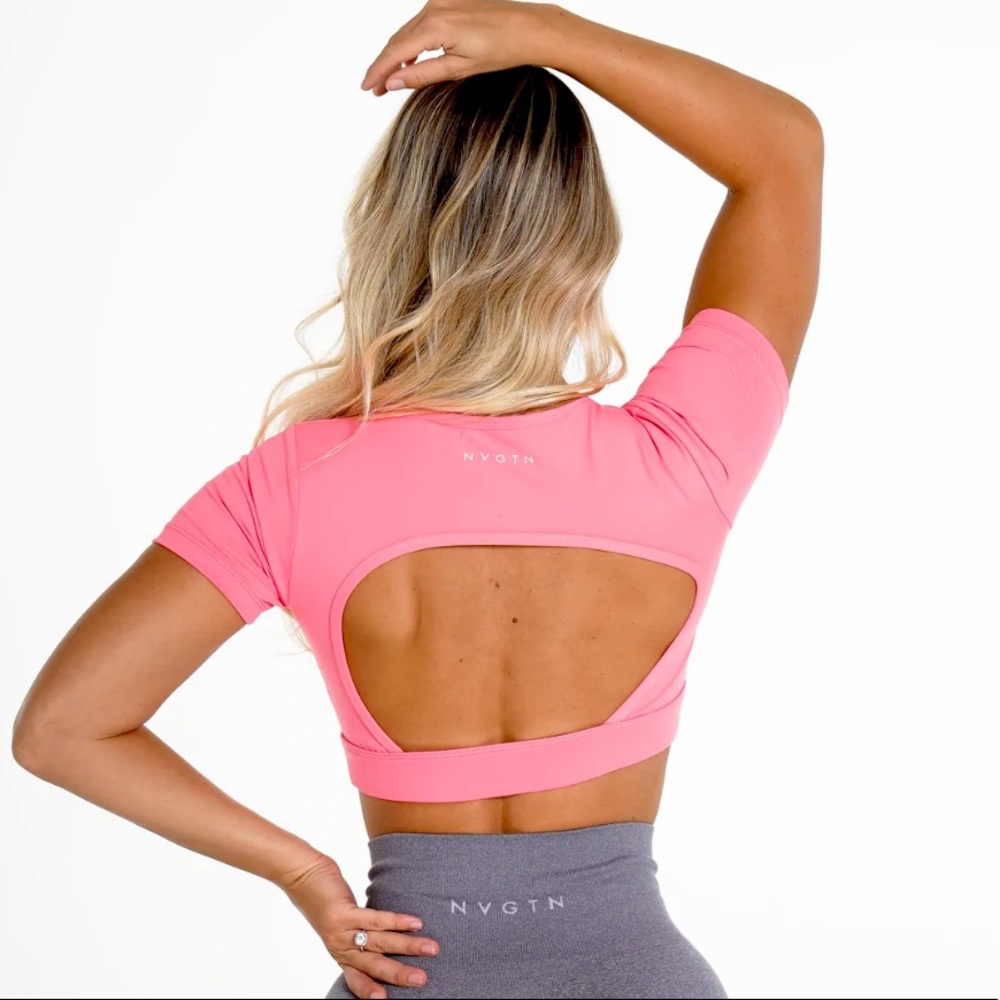 NVGTN coral open back tee